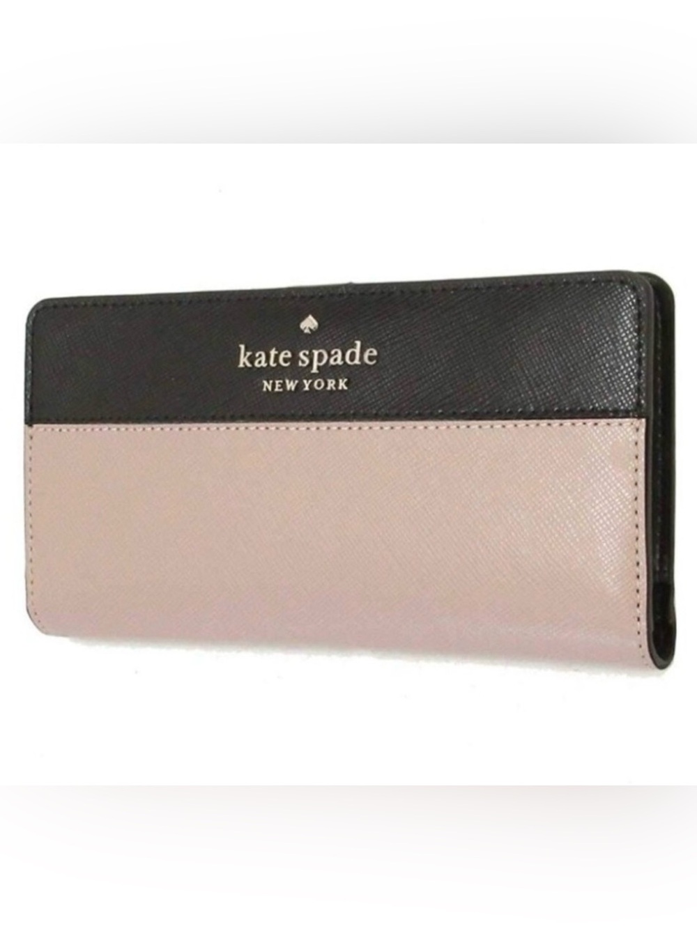 kate spade black and blush pink leather continental wallet